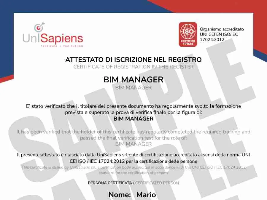 Attestato BIM Manager anteprima